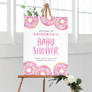Rosa Sprinkle Donuts Baby Shower Välkommen Poster