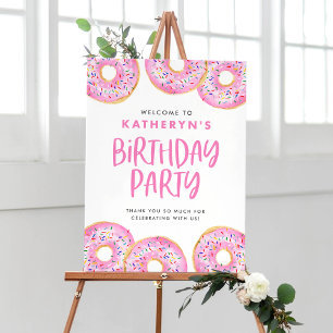 Rosa Sprinkle Donuts Födelsedagsfest Välkommen Poster