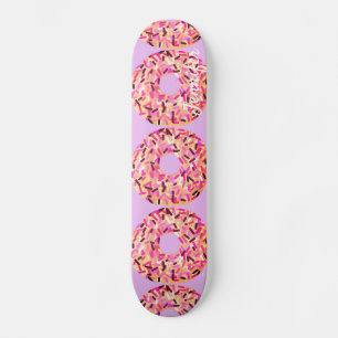 Rosa Sprinkle Donuts Girls Lila Anpassat namn Mini Skateboard Bräda 18,5 Cm