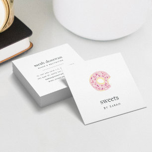 Rosa Sprinkle Doughnut Fyrkantigt Visitkort