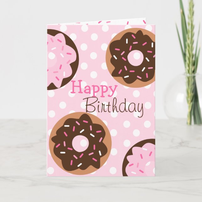 Rosa Sprinkled Donut Kort (Framsida)