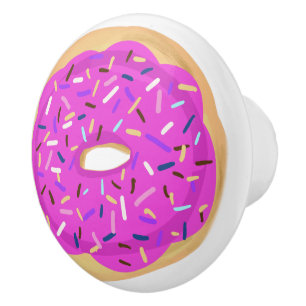 Rosa Sprinkled Frosted Donut Knopp