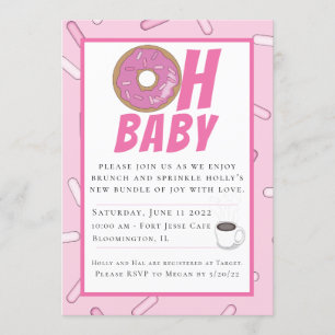 Rosa Sprinkles Brunch Baby Shower-inbjudan Inbjudningar