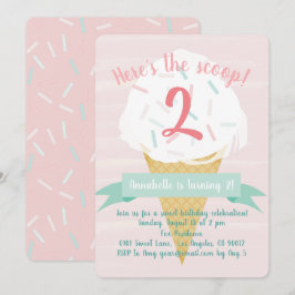 Rosa Sprinkles Ice Cream Birthday-inbjudan Inbjudningar