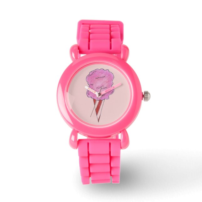 Rosa Spun Sugar Cotton Candy Carnival Watch Armbandsur (Framsida)