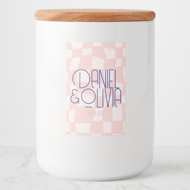 Rosa Square Bröllop Mat Etikett (Framsida)