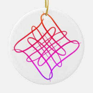 Rosa Square Doodle Mandala #11 Julgransprydnad Keramik