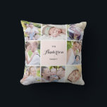 Rosa Square Family Photo Collage Pillow Kudde<br><div class="desc">Visning dina familjer de bästa minnena med den här moderna och elegant åtta fotokollage-kuddar. Anpassa med dina favoritfoton. Detta blir också perfekt för som fotokollage för bröllop och fotokollage för baby.</div>