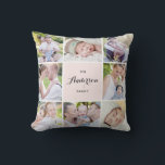 Rosa Square Family Photo Collage Pillow Kudde<br><div class="desc">Visning dina familjer de bästa minnena med den här moderna och elegant åtta fotokollage-kuddar. Anpassa med dina favoritfoton. Detta blir också perfekt för som fotokollage för bröllop och fotokollage för baby.</div>