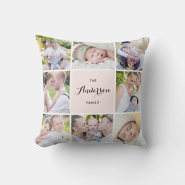 Rosa Square Family Photo Collage Pillow Kudde
