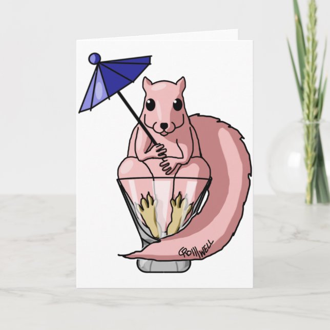 Rosa Squirrel Kort (Framsida)