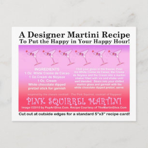 Rosa Squirrel Martini Recept Card-vykort Vykort