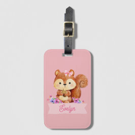 Rosa Squirrel Personlig Bagagebricka