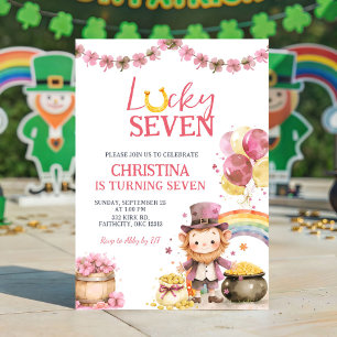 Rosa St Patrick Lucky Seven Födelsedagsinbjudan Inbjudningar