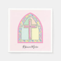 Rosa Stached Glass Kor First Communion Napkins