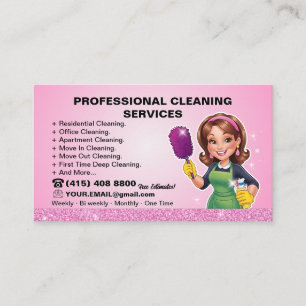 Rosa städhjälp städtjänst lady house cleaning serv visitkort