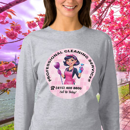 Rosa städhjälp uniform för städtjänst t shirt