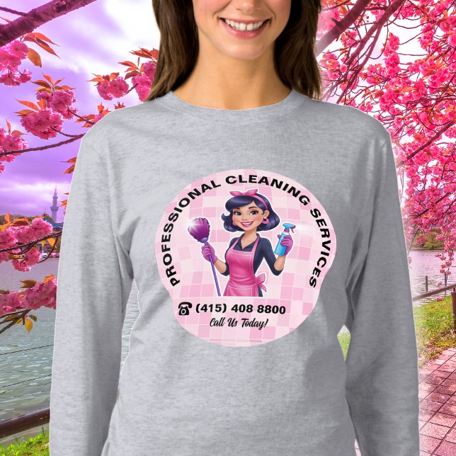 Rosa städhjälp uniform för städtjänst t shirt (Skapare uppladdad)