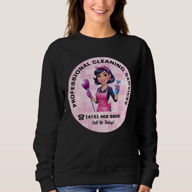 Rosa städhjälp uniform för städtjänst t shirt (Framsida)