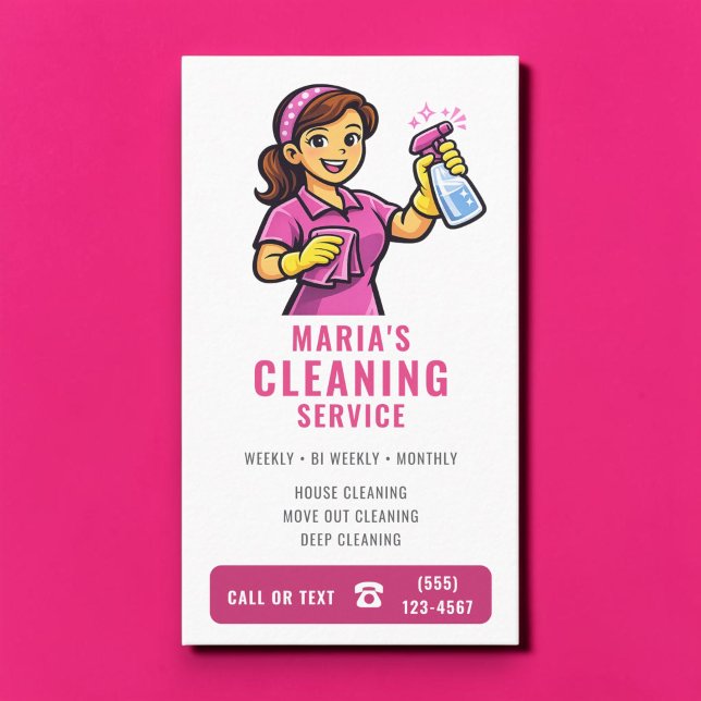 Rosa städning hemstädning service visitkort (Skapare uppladdad)