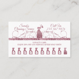 Rosa Städning Maid Janitorial gnistra Houseeping Lojalitetskort