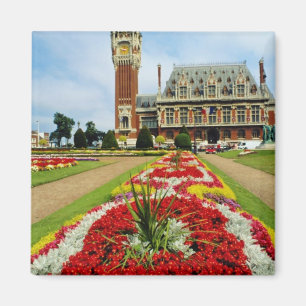 Rosa stadshus, Calais, frankrikeblommor Magnet