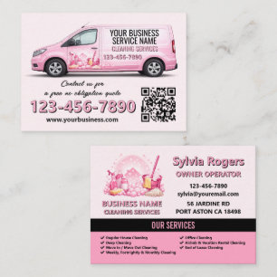 Rosa städtjänststädare QR-kort för företag Visitkort