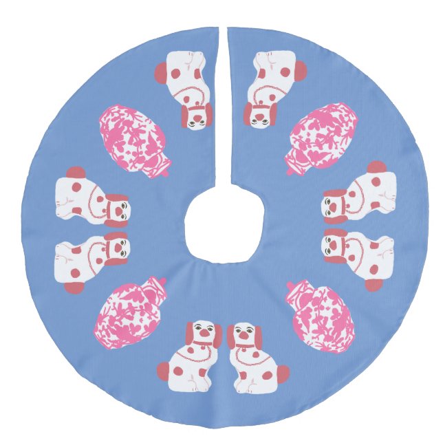 Rosa Staffordshire Hund och Ginger Burk Julgransmatta Fusklinne (Framsidan)