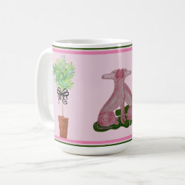 Rosa Staffordshire Hundar Topiary Kaffemugg