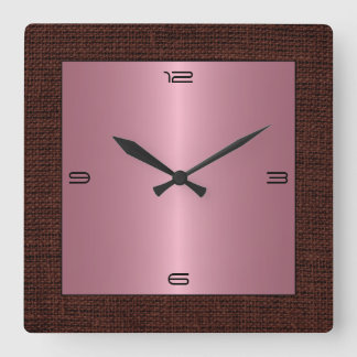 Rosa Stainless Steel Modern Burlap Gräns Fyrkantig Klocka