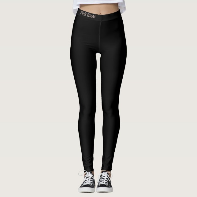 Rosa stål svarta leggings midja framsida (Framsida)