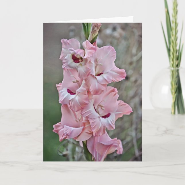 Rosa Stalk Gladiolus Flowers Note Card Kort (Framsida)