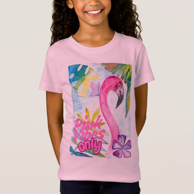 Rosa stämningar endast – Rosa flamingo T Shirt (Framsida)
