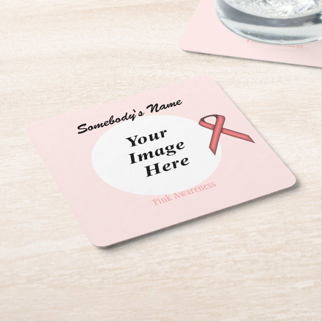 Rosa Standard Ribbon Template by Kenneth Yoncich Underlägg Papper Kvadrat (Vinklad)