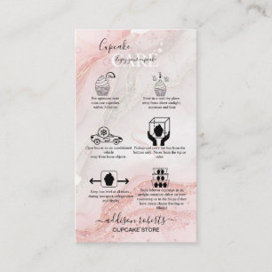 Rosa Stänk flytande Glitter Marble Cupkaka Care Visitkort