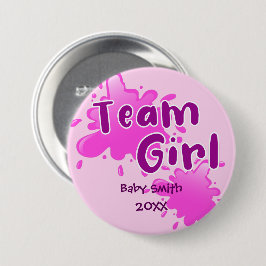 Rosa Stänk Gender avslöjar Team Girl rosa Knapp