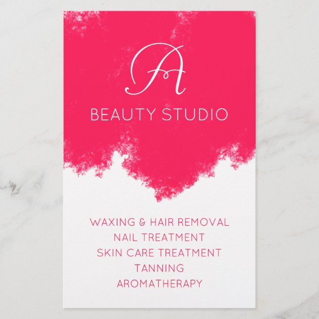 Rosa stänk skönhetssalong flygblad (Framsidan)