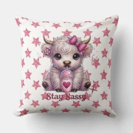 Rosa, stanna kvar, höglandskö kudde