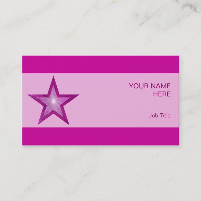 Rosa Star affärskort rosa rand Visitkort (Framsida)