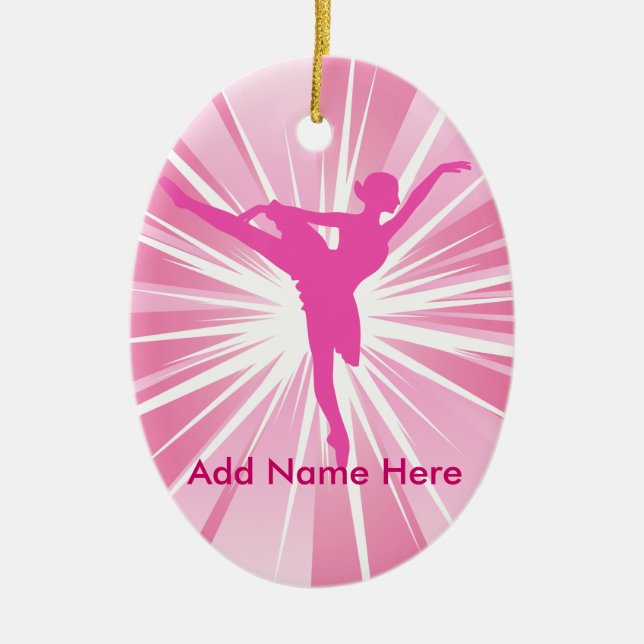 Rosa Star Ballerina Namn anpassade Ornament (Framsidan)
