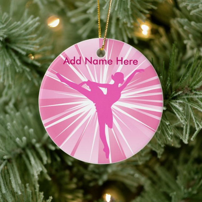 Rosa Star Ballerina Namn anpassade Ornament (Träd)
