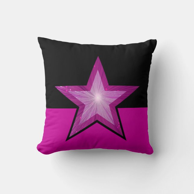 Rosa Star dekorativ kudde, svart rosa Kudde (Framsida)