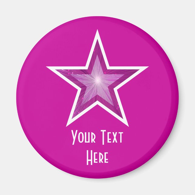 Rosa Star "Din text"-rosa för kylskåp Magnet (Framsidan)
