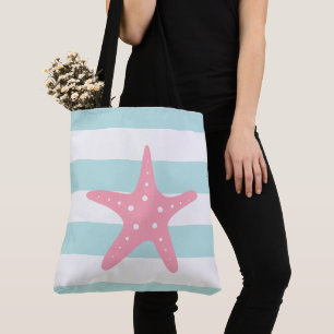 Rosa Star Fish på Mint Rand Tygkasse