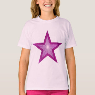 Rosa Star-flickans t-shirt-rosa T Shirt