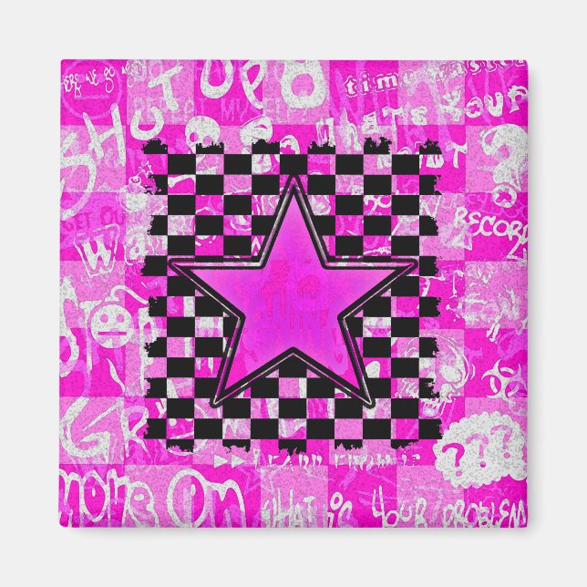 Rosa Star Graffiti Magnet (Framsidan)
