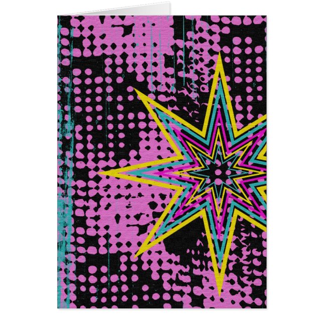 Rosa Star Hälsningskort (Framsidan)