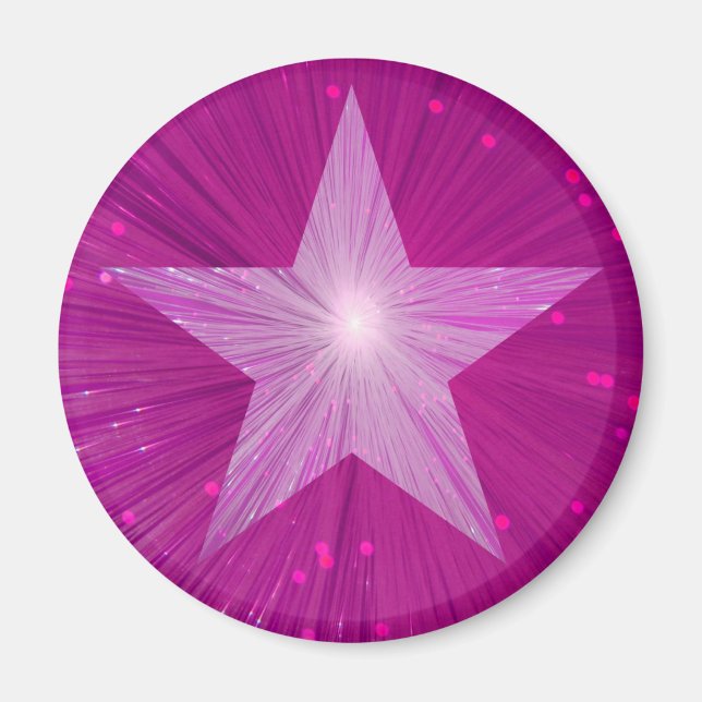 Rosa Star-kylskåp runt Magnet (Framsidan)