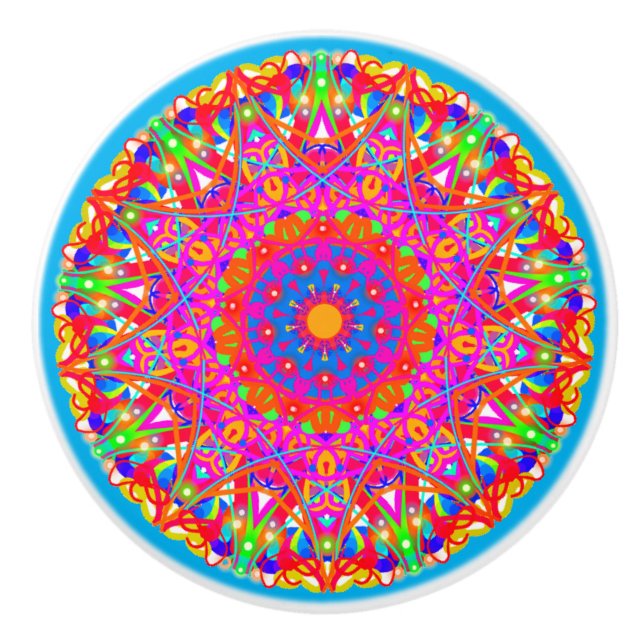Rosa Star Mandala Colorful Knopp (Framsidan)