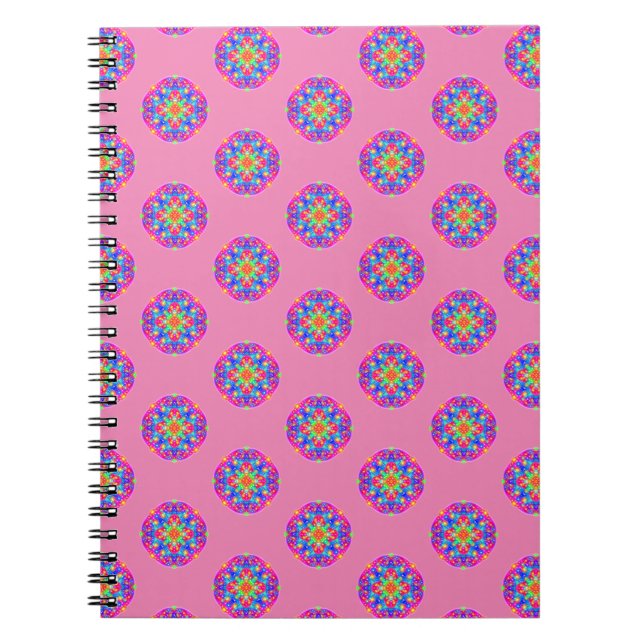 Rosa Star Mandala Mönster Boho bärbar dator Anteckningsbok (Framsidan)